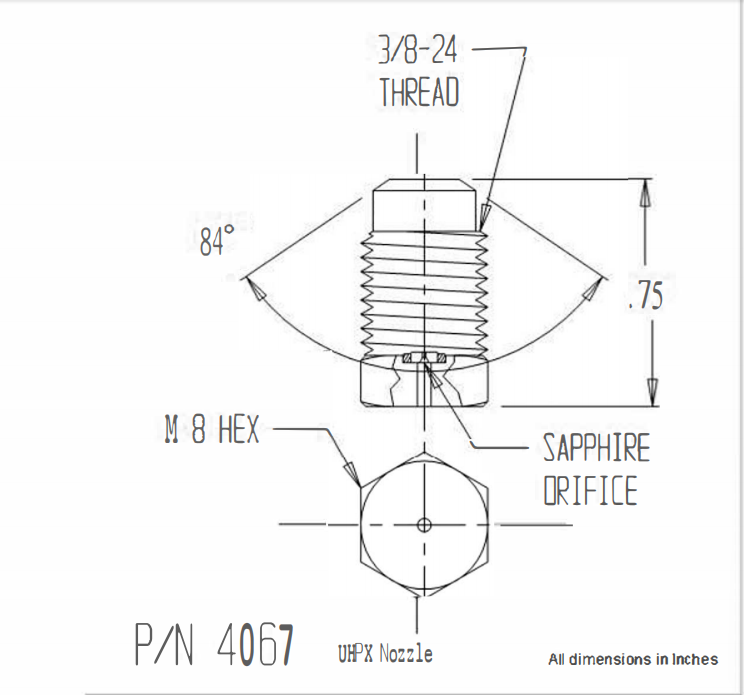 UHP Hydro Jet Tube cleaning machine parts Sapphire nozzles Tip 3/8-24-0.021inch - 画像 6